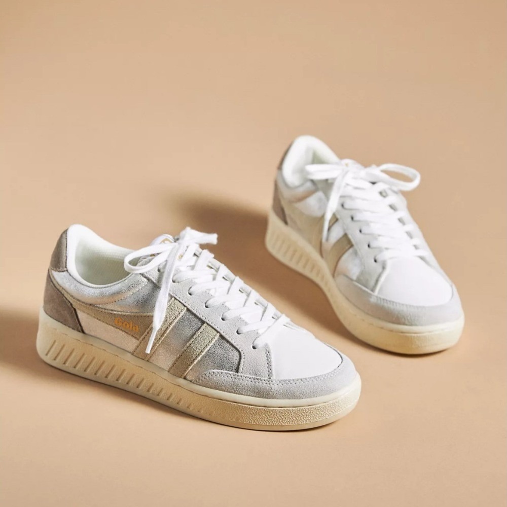 Gola Superslam Blaze Sneakers Womens 10 White Silver Gold CLB334